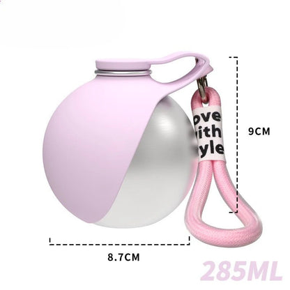 Stainless Steel Pet Water Bottle with Foldable Silicone Bowl